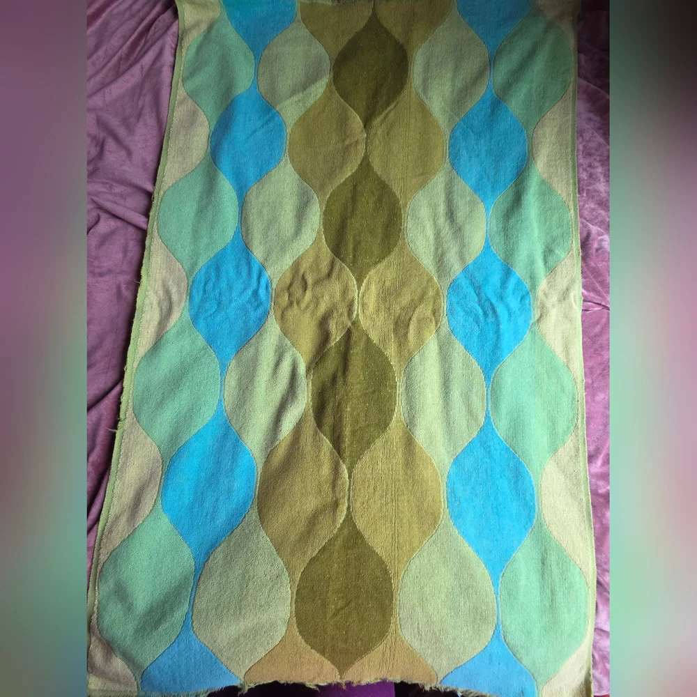 Vtg Cannon Seven Seas BATH Towel 70's Retro Fringe Cotton